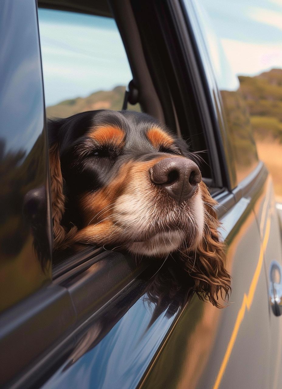 Hundeblog: ein Hund sieht aus einem Autofenster.